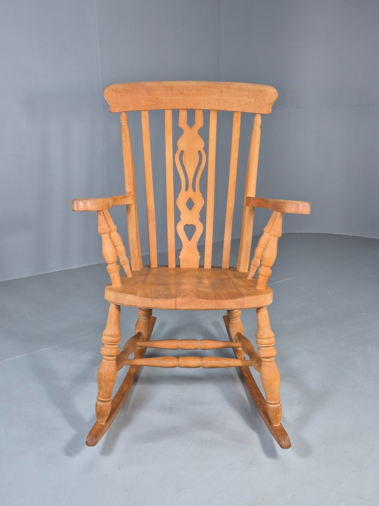Vintage Beech Rocking Chair Antique Style Late 20th Century Splat Back EB12799