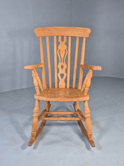 Vintage Beech Rocking Chair Antique Style Late 20th Century Splat Back EB12799