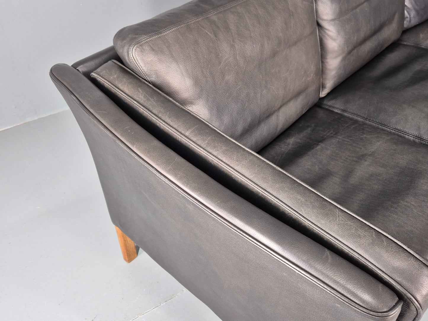 Vintage 3 Seater Sofa Danish Black Mogens Hansen 1990s MCM Retro EB11949