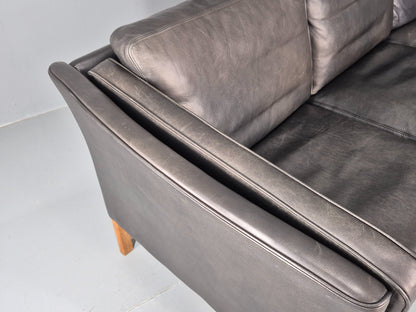 Vintage 3 Seater Sofa Danish Black Mogens Hansen 1990s MCM Retro EB11949