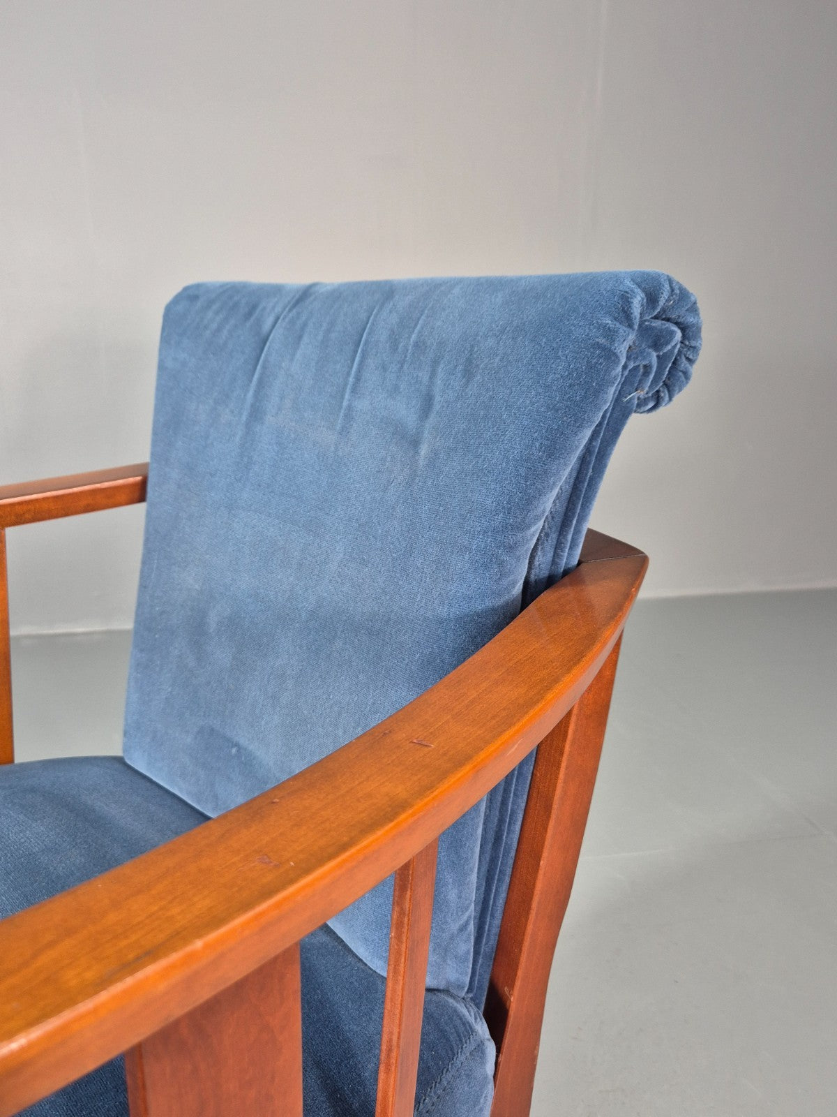 6 Art Deco Style Elbow Chairs Scandinavian Modern Blue Velvet   EB10935 VDIN