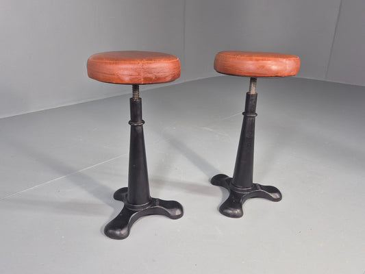 2 Vintage Singer Stools with faux Leather Upholstery Reproductions EB12306