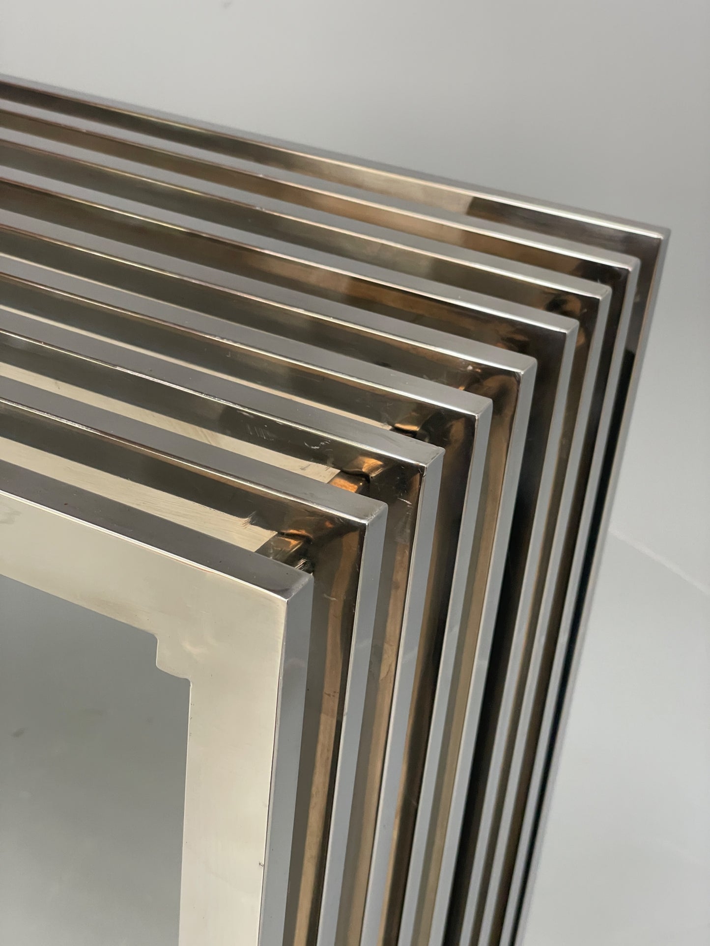 Chrome Slatted Console Table Style Of Eichholtz Modern Steel EB12887