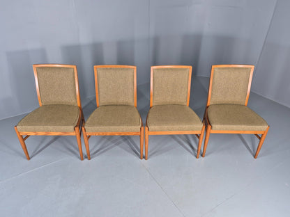 4 Vintage 1970s Elm Frame Dining Chairs Mid Century Retro Wool Seats EB12179