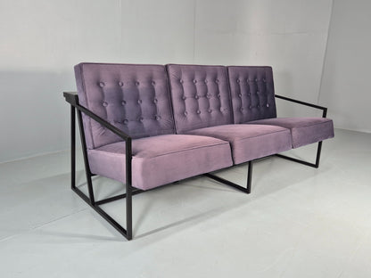 Vintage 3 Seater Sofa Modern Design Orange Box Lossit Purple Velvet  EB12806