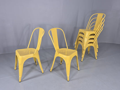 6 Yellow Tolix Stlye Stacking Chair VG Condition Vintage Industrial  EB12579