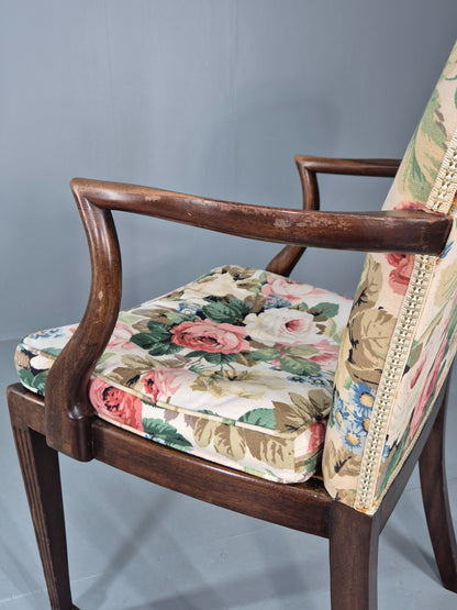 Vintage Parker Knoll Armchair in Floral Cotton Print 1950s Retro EB12536