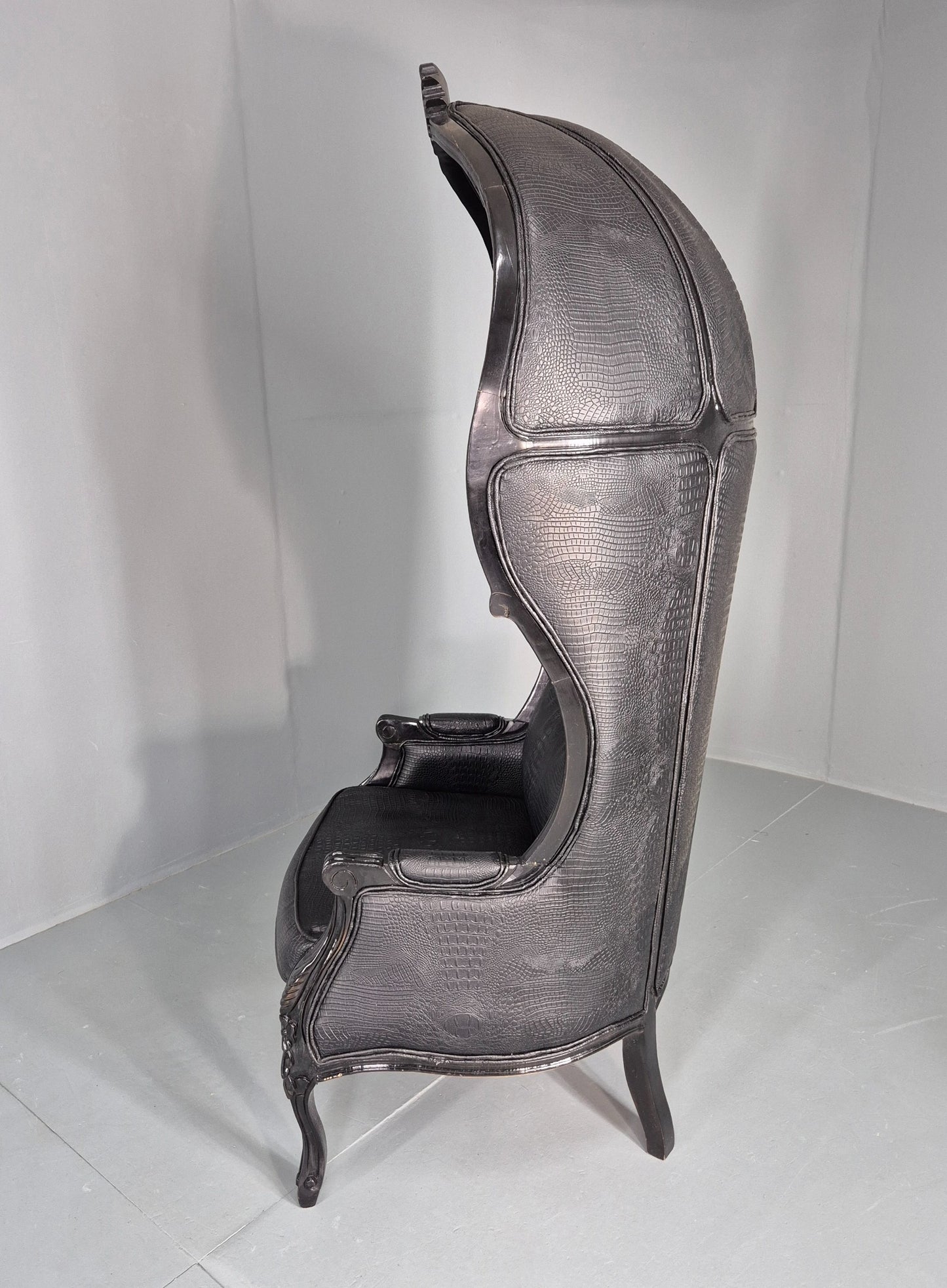 Vintage Porters Chair Canopy Gothic Chair Faux Crocodile Skin Modern EB12564