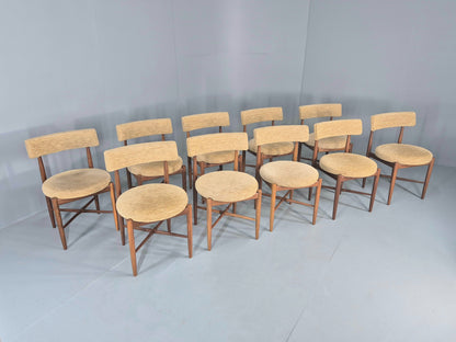 10 Vintage G Plan Dining Chairs Circle Seat Model Teak Frames Chenille EB12027