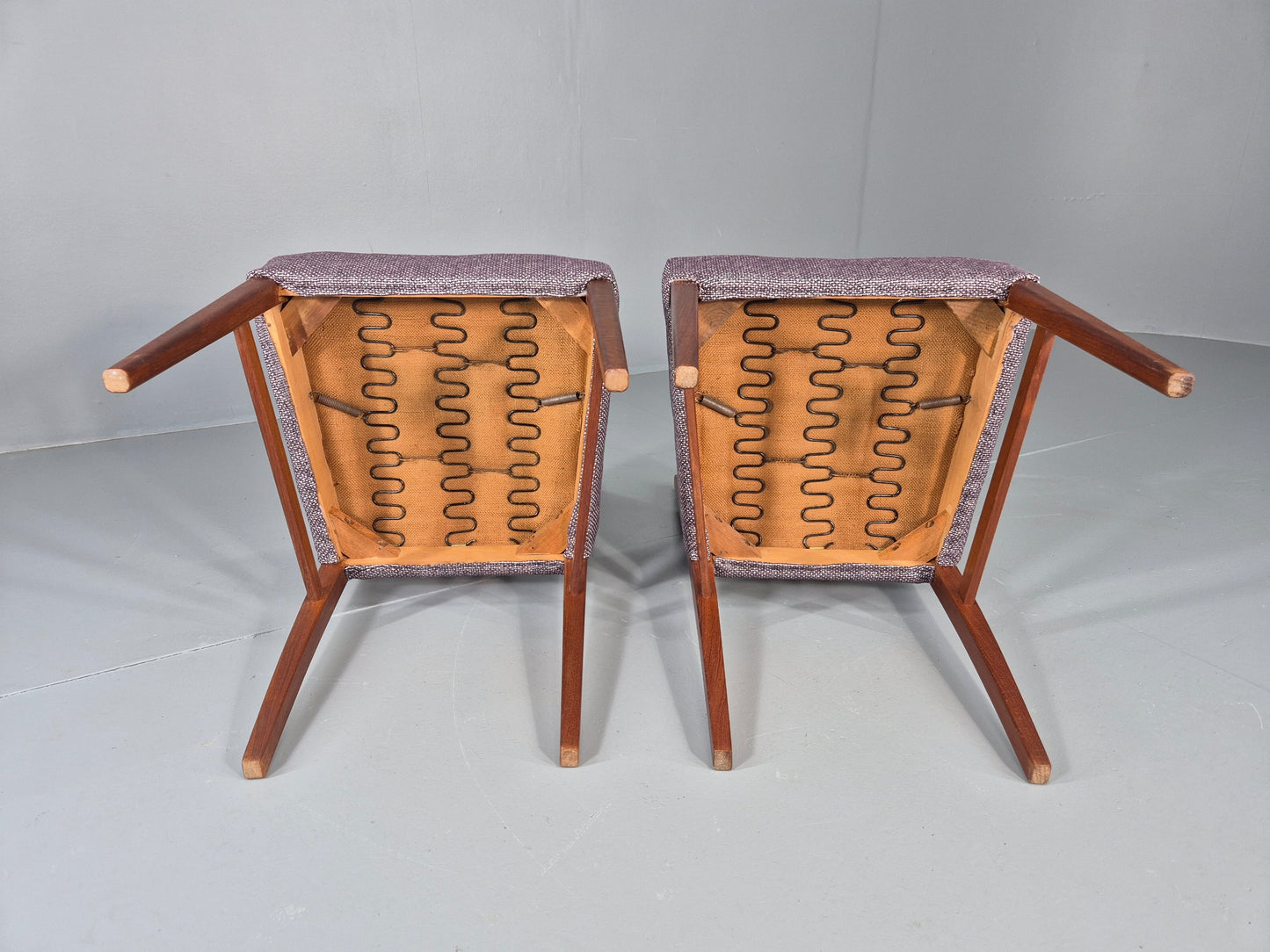 2 Vintage Gordon Russell Dining Chairs New Covers Teak Frames Retro MCM  EB12470