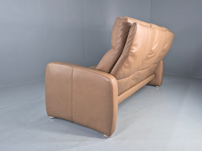 Vintage 3 Seater Leather Sofa Ergoline 1990s Retro Quality Modern Design EB11001