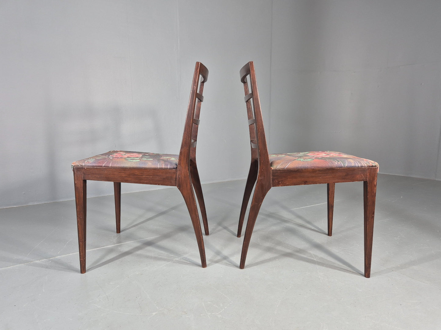 2 Vintage McIntosh Dining Chairs 1960s Retro Floral Upholstery EB12177