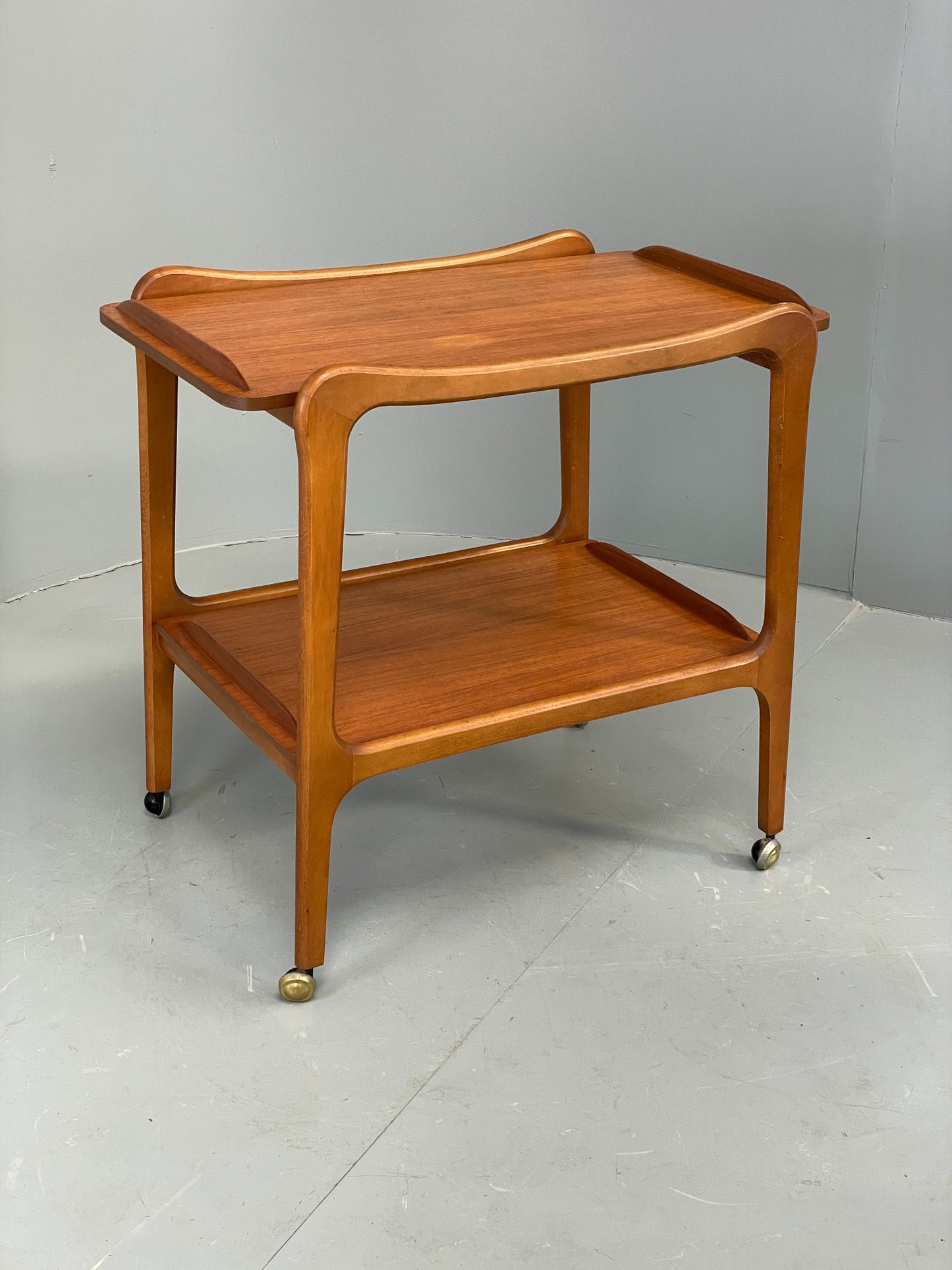 Vintage Teak Drinks Trolley 1960s Mid Century Beech On Castors Retro EB12505