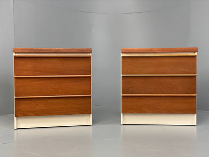 Vintage Bedside Cabinets Teak Pair Chest Of Drawers Retro 1970s White EB12625