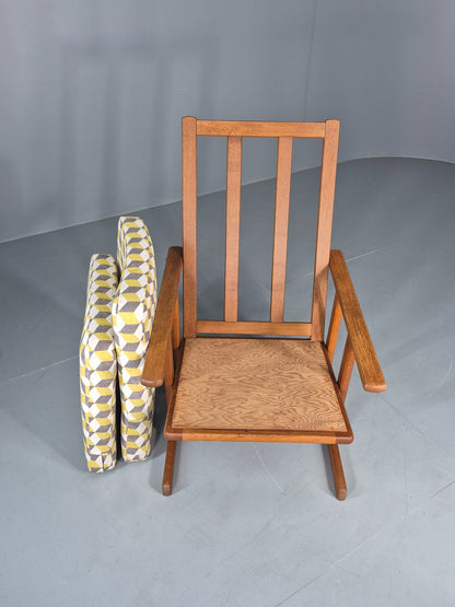 Vintage Mid Century Oak Lounge Chair Jorgan Baekmark Design New Upholstery 12042