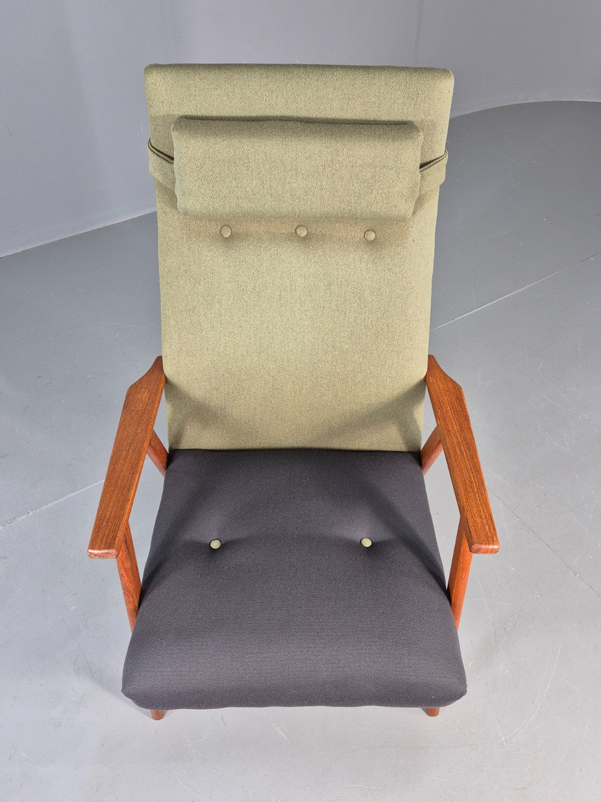 Vintage Mid Century Danish Lounge Chair Teak Frame High Back 1960s Retro EB12125