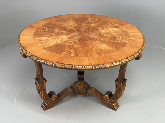 Vintage Carved Coffee Table Elm Art Deco Lion Feet 1950s EB11190