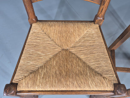 Vintage Spanish Style Country Chairs Rush Seated Oak Frames EB11951