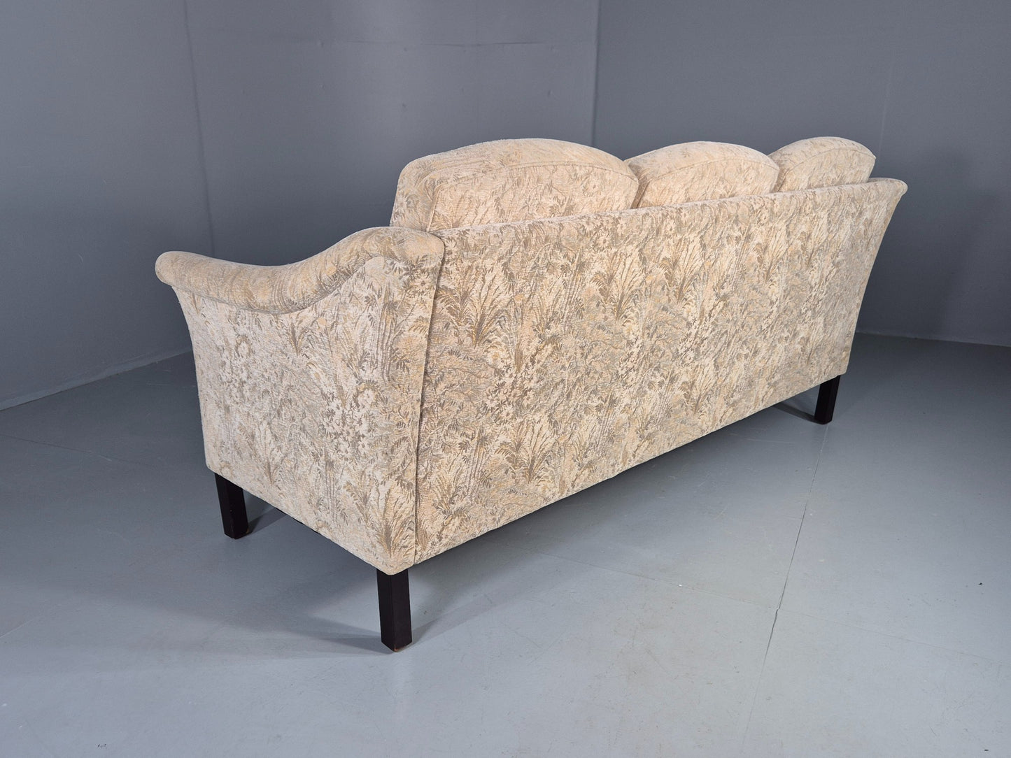 Vintage Danish 3 seater Sofa 1980s Floral Cotton Velour retro MCM EB12562