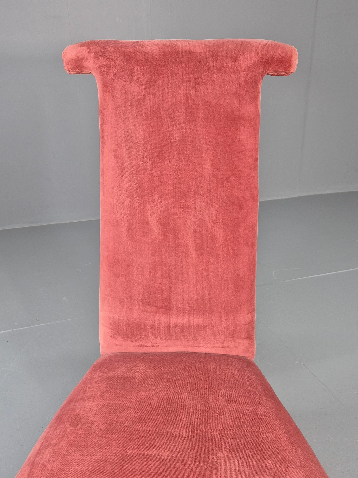 Antique Prayer or Slipper Chair Hot Pink Velvet Velour Upholstery 1900s EB12456