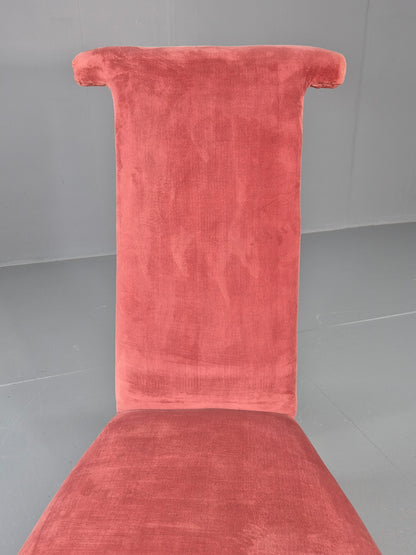 Antique Prayer or Slipper Chair Hot Pink Velvet Velour Upholstery 1900s EB12456