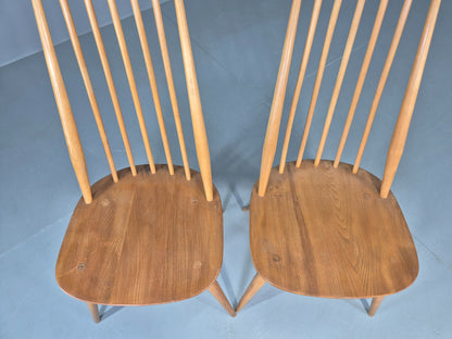 2 Vintage Ercol Goldsmith Dining Chairs Blonde Wood Frame 1970s Retro EB12984
