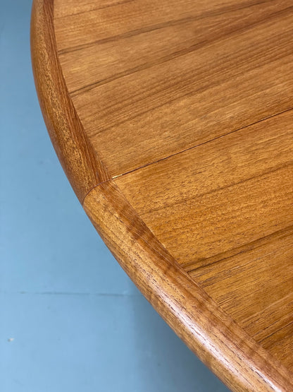 Vintage Teak Dining Table Circular Danish Retro Design 1970s EB12074