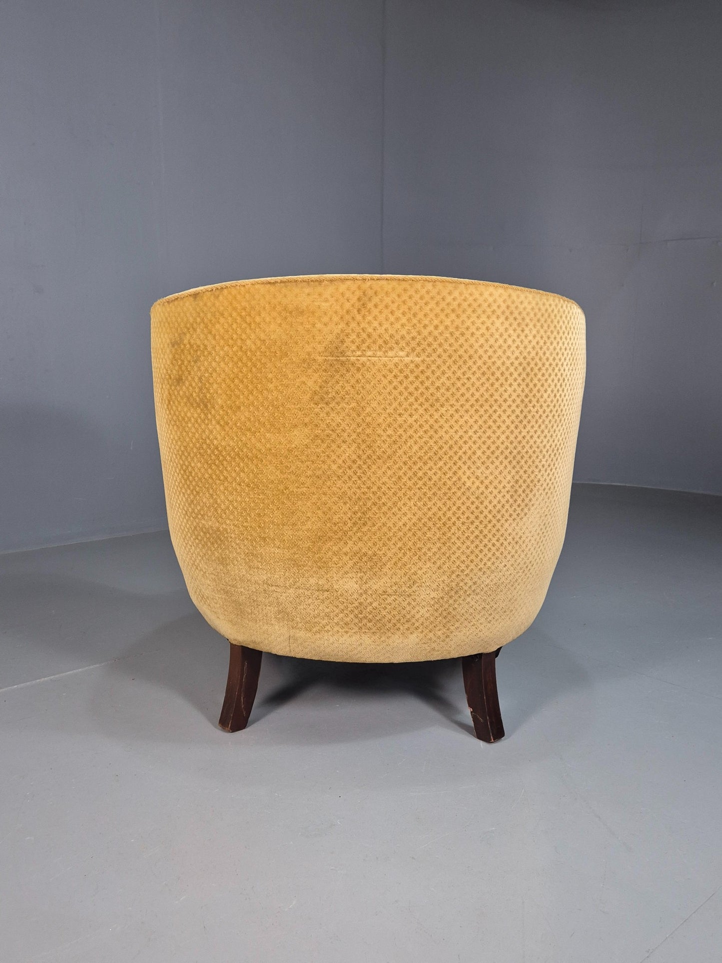 Antique Danish Art Deco Lounge Chair Tub Form Yellow 1920s EB08052