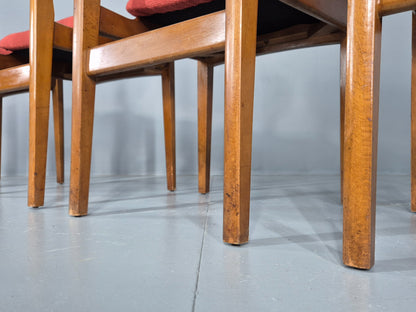 4 Vintage 1960s Dining Chairs, Beech and Teak Frames With New Upholstery EB11889