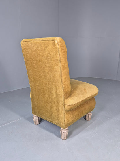 Vintage Danish Cocktail Chair 1930s Gold Velour on Fluted Legs  EB12680