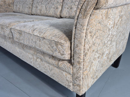 Vintage Danish 3 seater Sofa 1980s Floral Cotton Velour retro MCM EB12562
