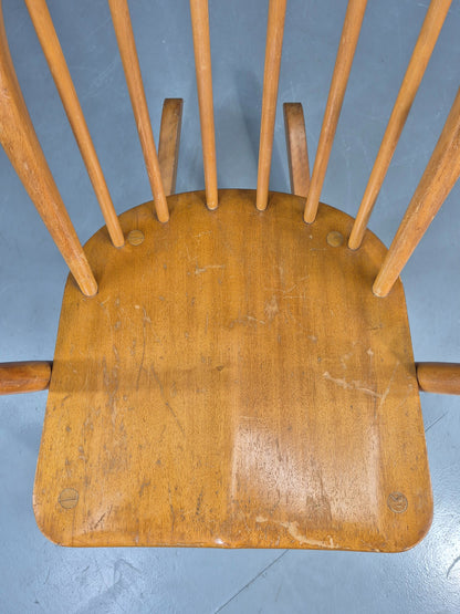 Vintage Ercol Rocker Blonde Wood Blue Badge 1960s Retro EB12308