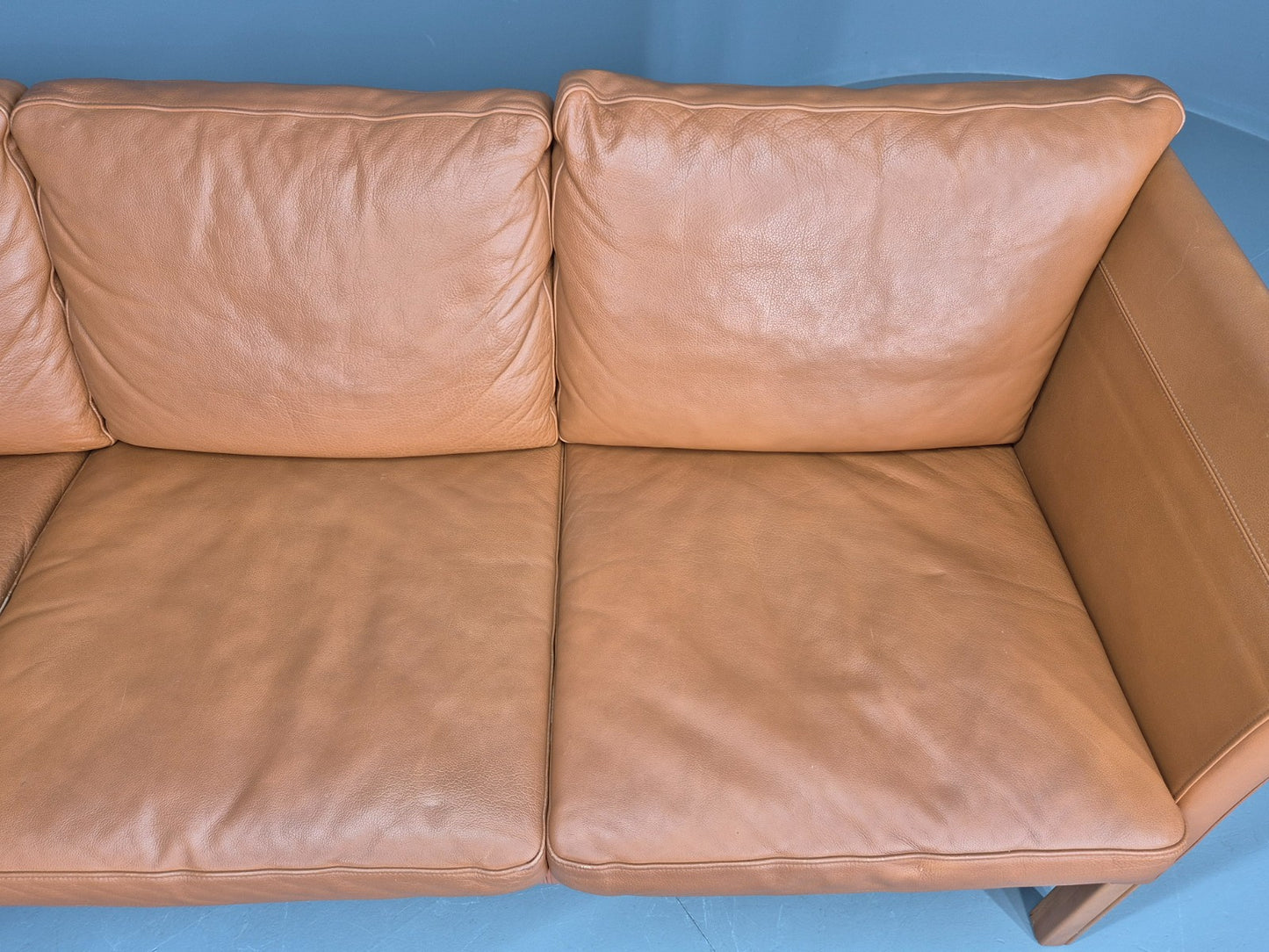 Vintage 3 Seater Sofa Danish Mid Century Skippers Tan Leather Retro  EB10530