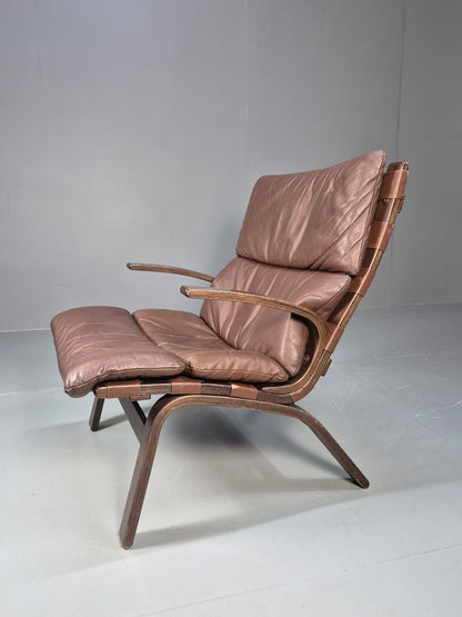 Vintage Mid Century Bentwood Danish Lounge Chair Farstup Retro 1970s EB09913