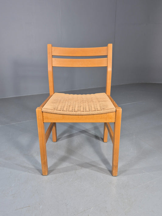 Vintage Danish Dining Chair Papercord Seat 1970s Retro EB11757