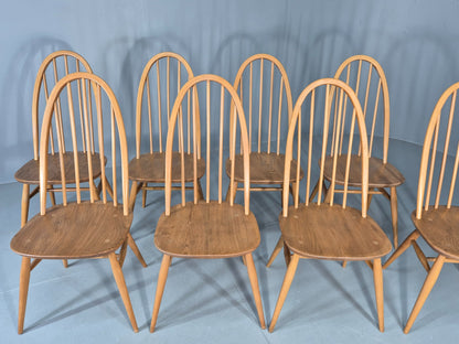 8 Ercol Windsor Quaker Highback Dining Chairs 1970s Retro MCM Eb13054