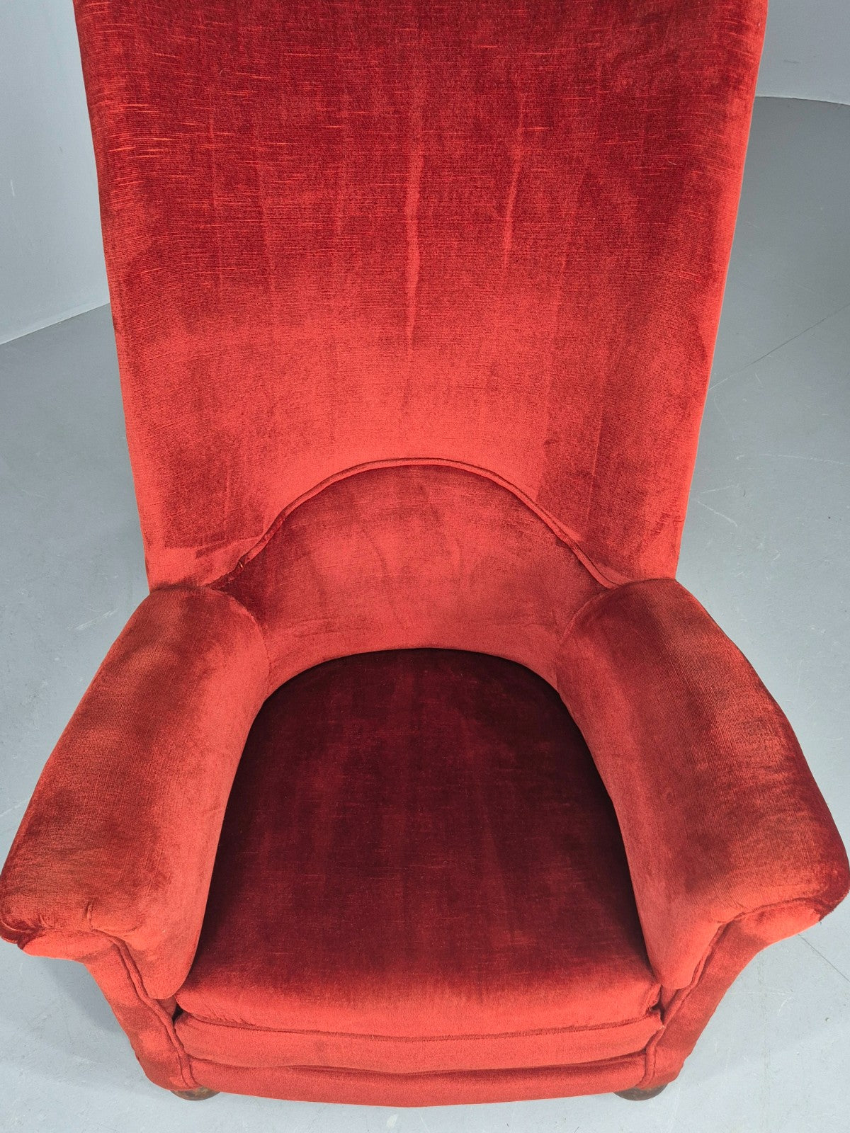 Vintage Rocking Chair Mid Century Red Velour 1950s Retro EB12794
