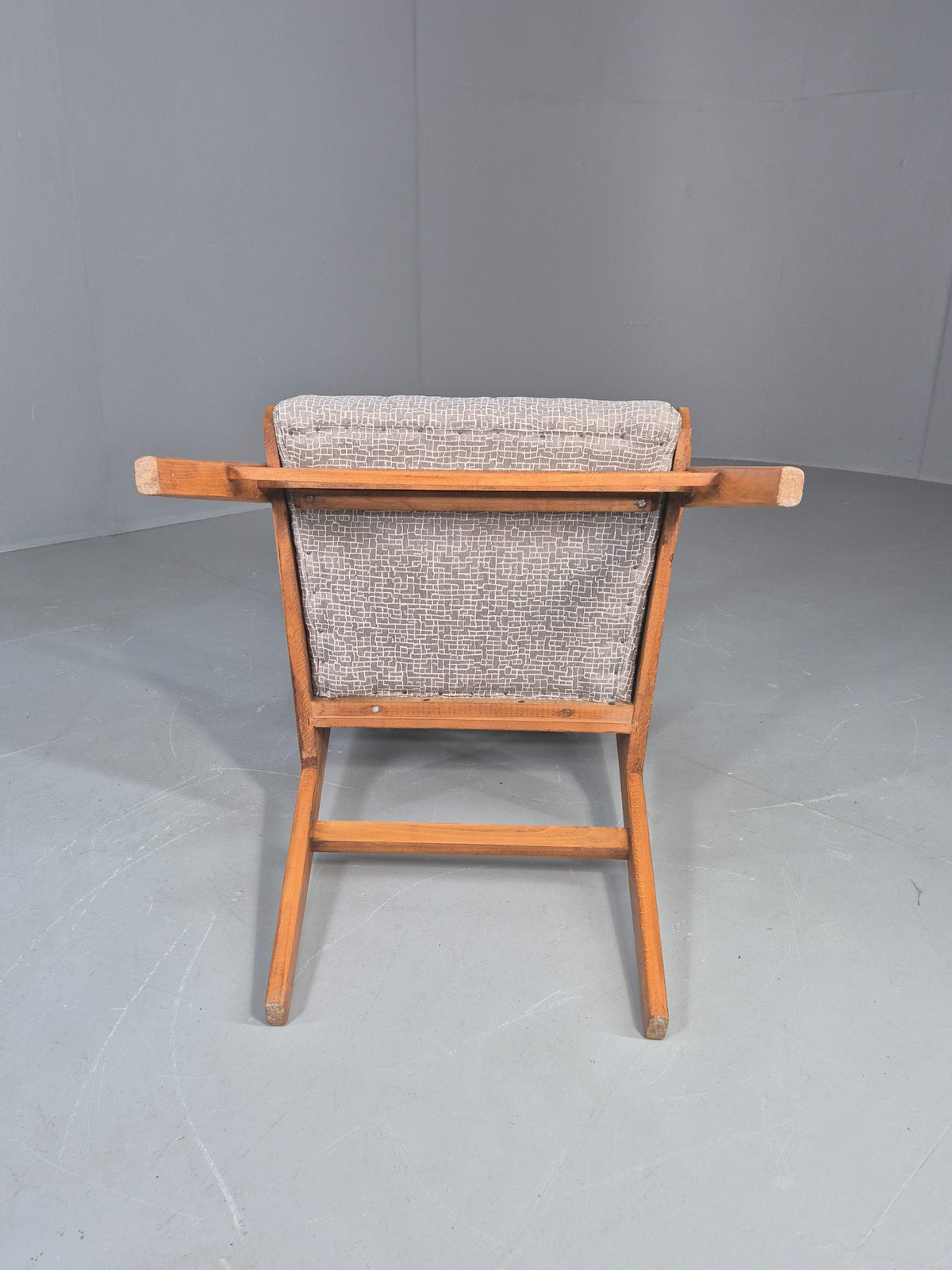 Vintage Mid Century Elbow Chair with New Upholstery 1950s Retro EB12983