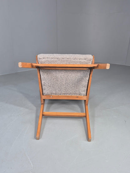 Vintage Mid Century Elbow Chair with New Upholstery 1950s Retro EB12983
