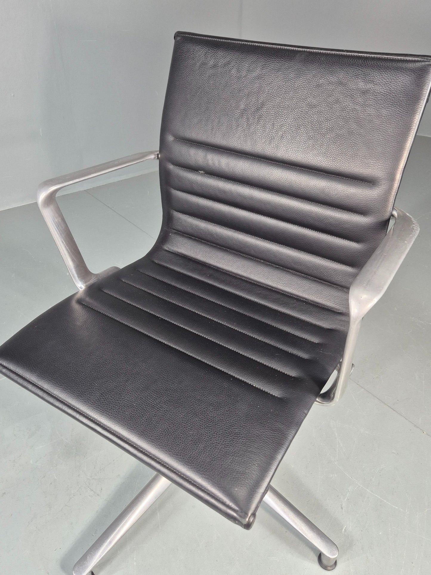 Vintage ICF Eames Style Office Chair Leather and Aluminium EB12243