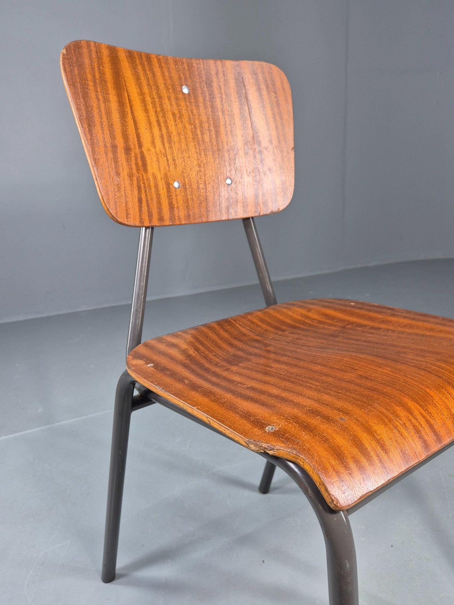 Vintage Danish Steel and Plywood Dining or Workspace Chair 1960s MCM  EB12474