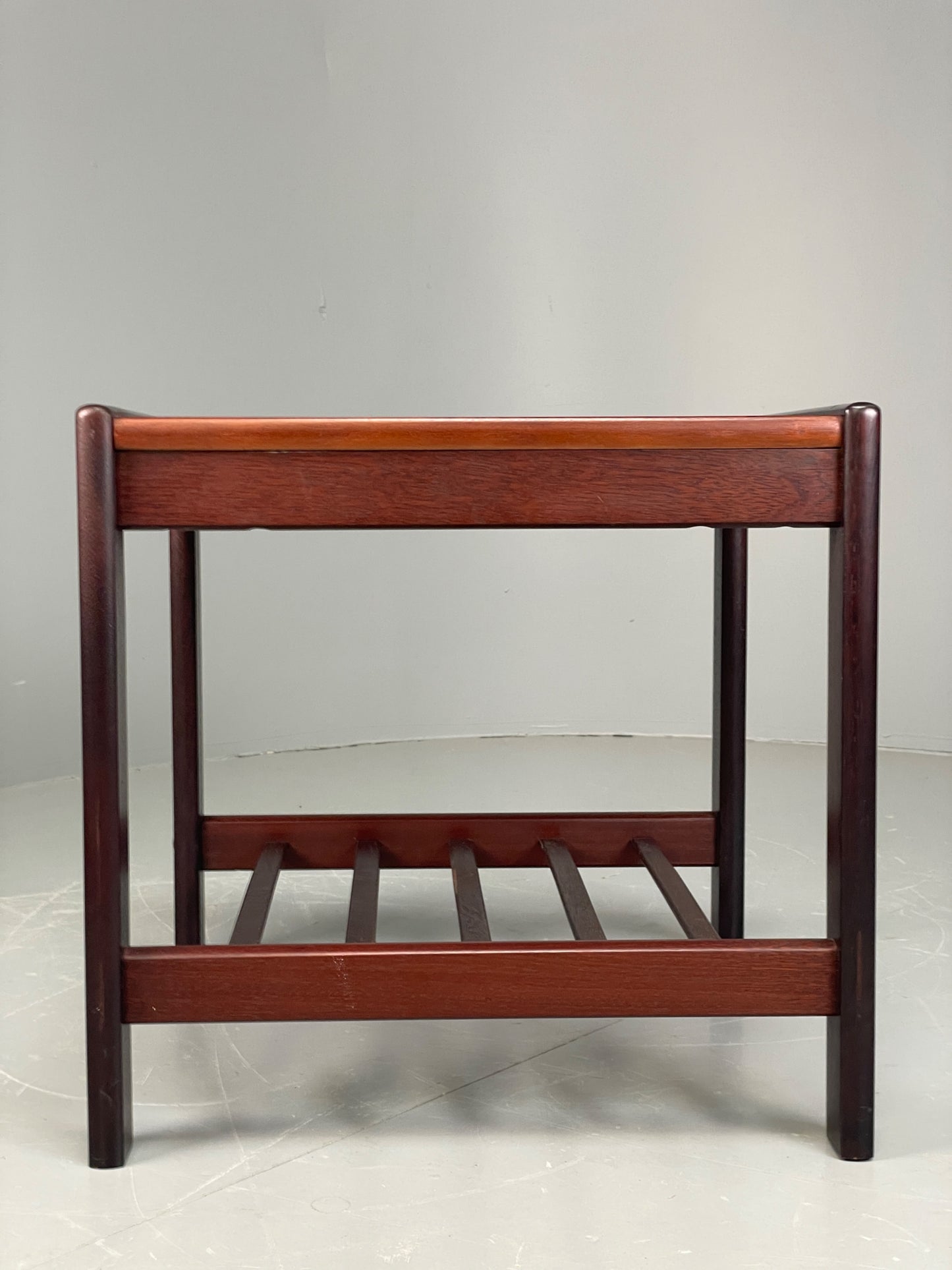 Vintage Danish Coffee Table Retro 1970s Darkwood With Magazine Rack EB12221