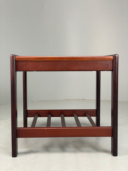 Vintage Danish Coffee Table Retro 1970s Darkwood With Magazine Rack EB12221