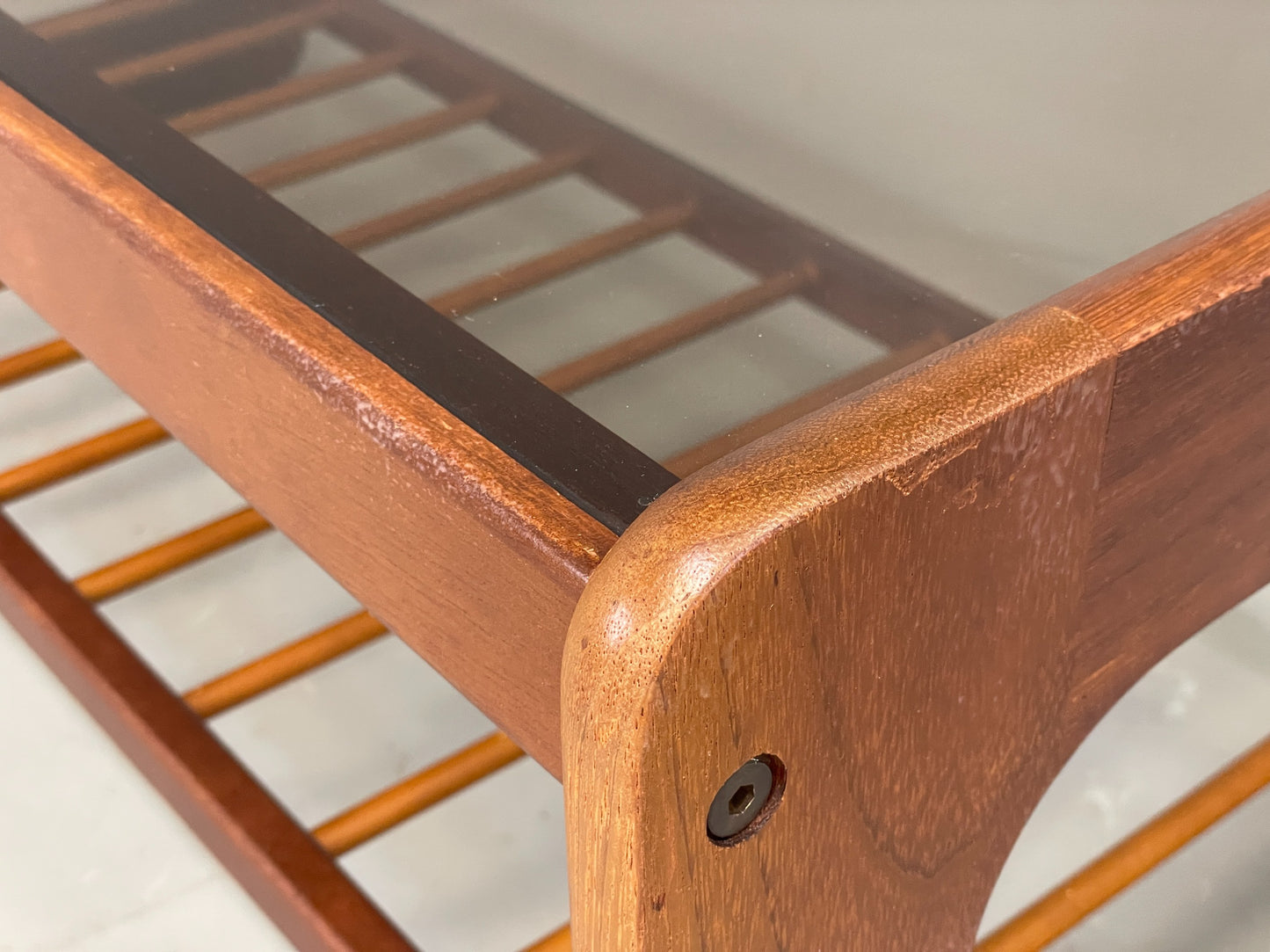 Vintage Danish Coffee Table Teak & Glass Retro 1970s Mid Century EB12304