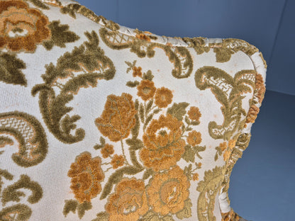 Dinky Danish 2 seat Sofa 1970s Glam Gold Floral Moquette Kitsch Retro EB12738