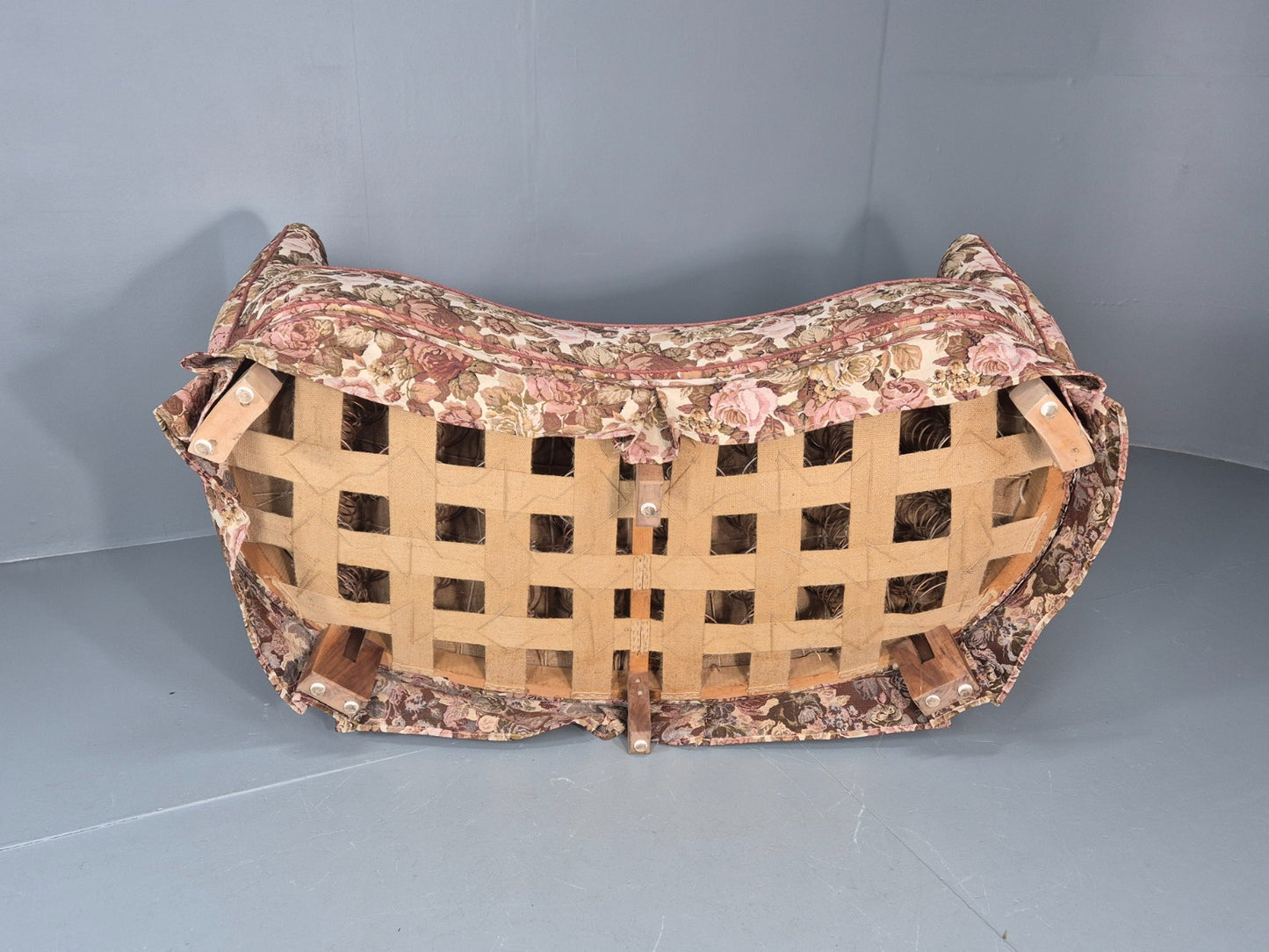 2 Seater Banana Sofa Vintage Danish Art Deco Floral Upholstery  EB10788 V2SS
