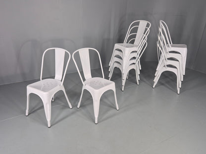 10 Off White Tolix Stlye Stacking Chair VG Condition Vintage Industrial EB12580
