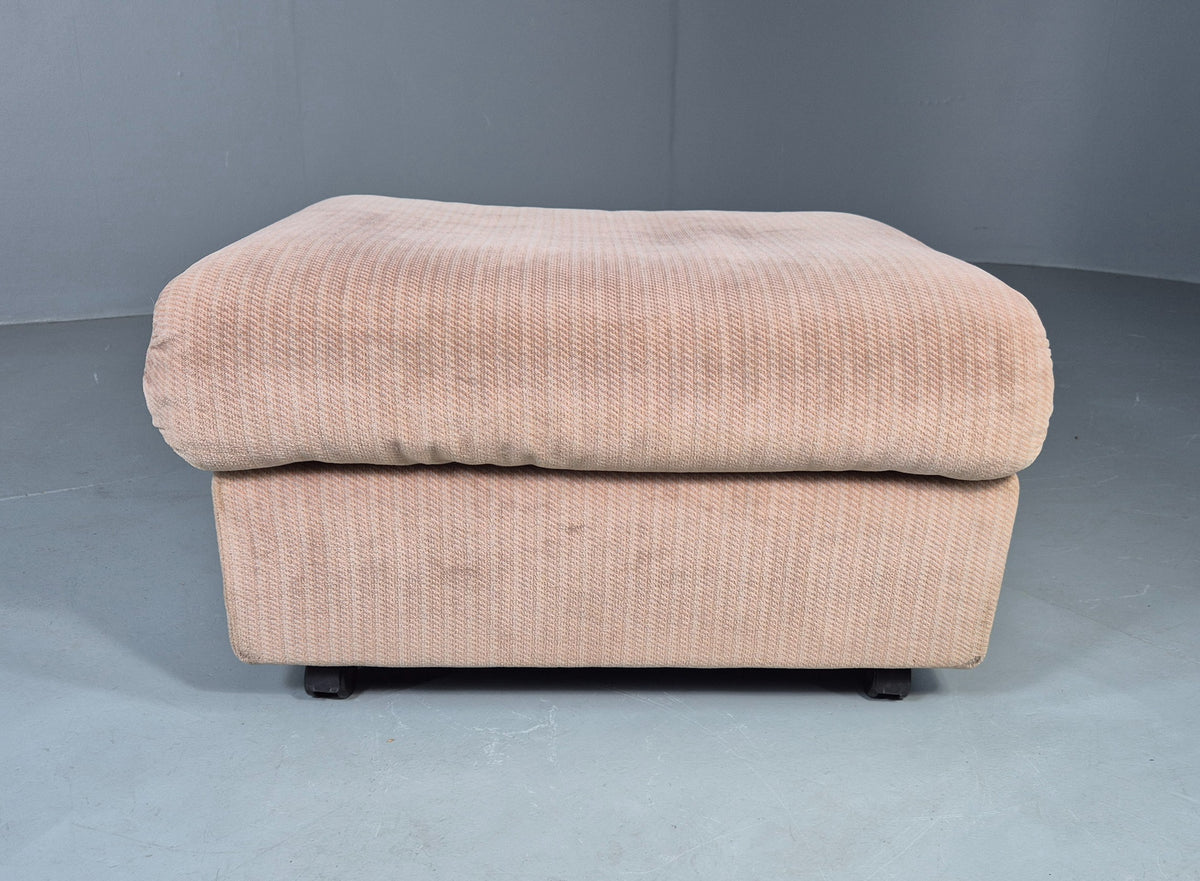 Vintage Footstool 1980s Retro Biege Dralon EB12559