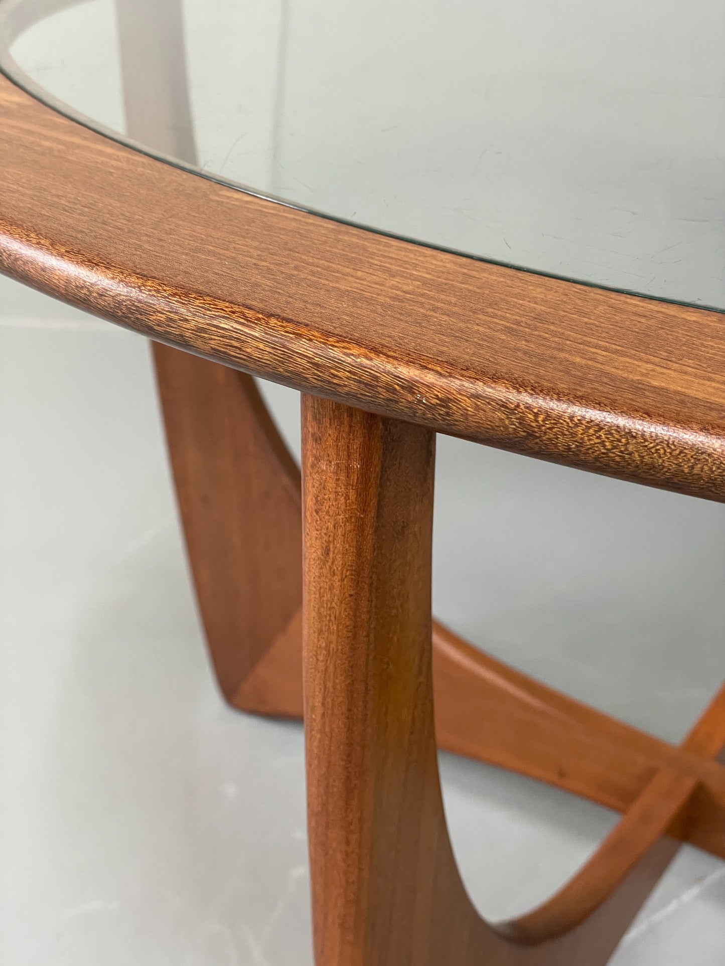 G Plan Astro Coffee Table Round Teak 1960s Mid Century Vintage Glass Top EB12073