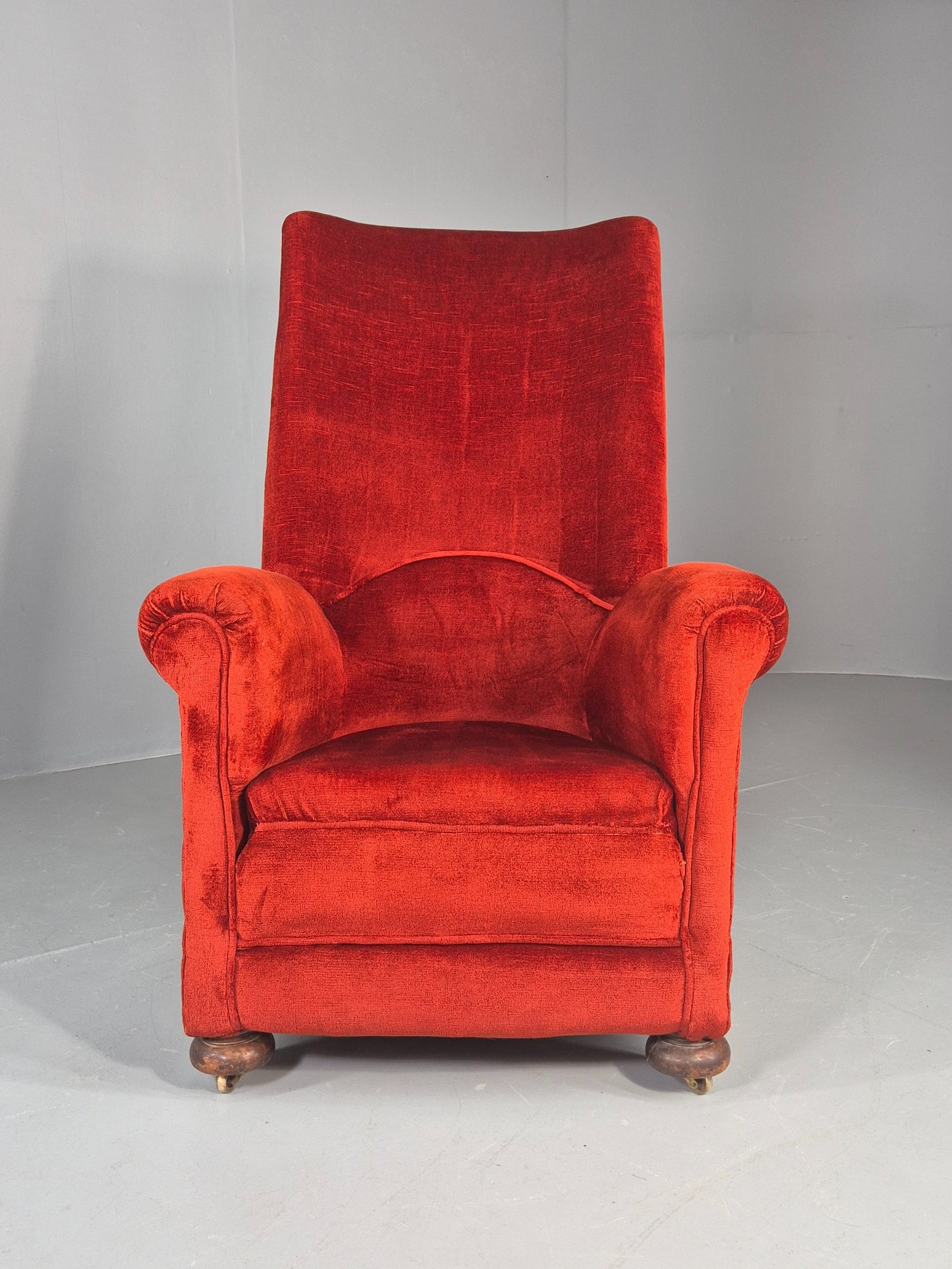 Vintage Rocking Chair Mid Century Red Velour 1950s Retro EB12794